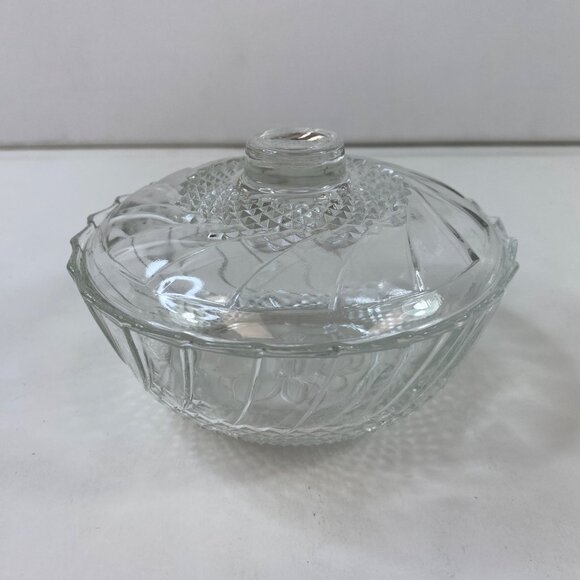 3 Crystal Glass Lidded Bowls Candy Dishes Textured Etched Swirl Design Vintage - Picture 2 of 10